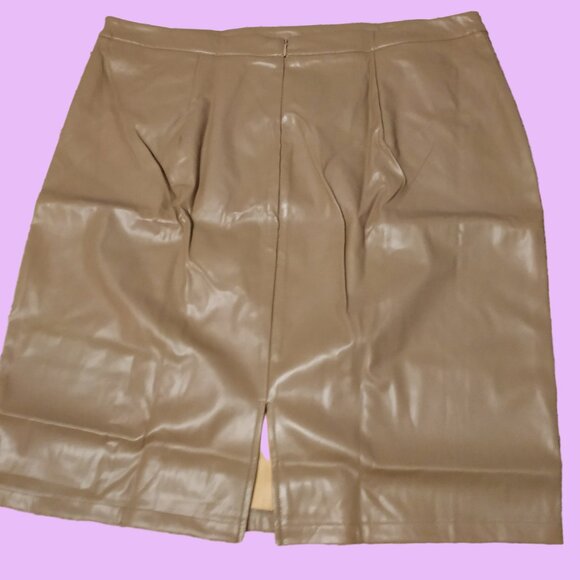 Faux Leather High Waist Knee-Length Bodycon Pencil Midi Skirt - Picture 4 of 6